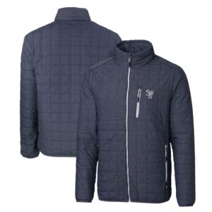 Men's Cutter & Buck Heather Navy Scranton Wilkes-Barre RailRiders Rainier PrimaLoft Big & Tall Eco Insulated Full-Zip Puffer Jacket