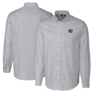Men's Cutter & Buck  Charcoal Sacramento River Cats Big & Tall Oxford Stretch Stripe Long Sleeve Button-Down Dress Shirt