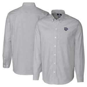 Men's Cutter & Buck  Charcoal Lehigh Valley IronPigs Big & Tall Oxford Stretch Stripe Long Sleeve Button-Down Dress Shirt