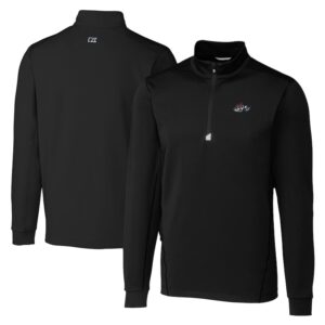 Men's Cutter & Buck  Black Rocket City Trash Pandas Big & Tall Traverse Stretch Quarter-Zip Top