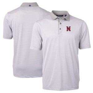 Men's Cutter & Buck Gray Nashville Sounds Big & Tall Virtue Eco Pique Micro Stripe Recycled Polo