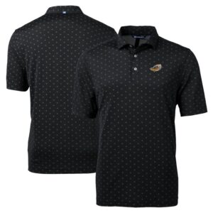 Men's Cutter & Buck Black Akron RubberDucks Big & Tall Virtue Eco Pique Tile Print Recycled Polo