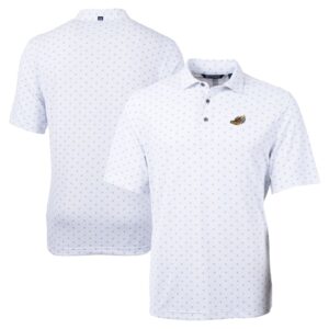 Men's Cutter & Buck White Akron RubberDucks Big & Tall Virtue Eco Pique Tile Print Recycled Polo
