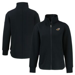 Women's Cutter & Buck Black Akron RubberDucks Roam Eco Recycled Full-Zip Jacket