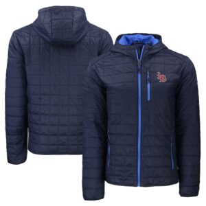 Men's Cutter & Buck  Navy Louisville Bats Rainier PrimaLoft Eco Full-Zip Hooded Jacket