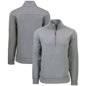 Men's Cutter & Buck  Gray Pittsburgh Pirates Roam Eco Recycled Quarter-Zip Pullover