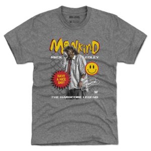 Men's 500 Level  Heather Gray Mick Foley Mankind Have A Nice Day Premium Tri-Blend T-Shirt