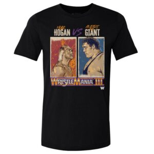 Men's 500 Level  Black WrestleMania Hulk Hogan Vs. Andre The Giant T-Shirt