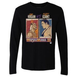 Men's 500 Level  Black WrestleMania Hulk Hogan Vs. Andre The Giant Long Sleeve T-Shirt