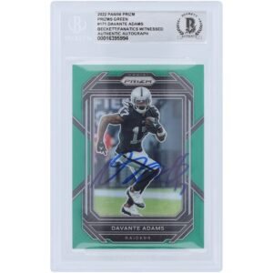 Davante Adams Las Vegas Raiders Autographed 2022 Panini Prizm Green Prizm #171 Beckett Fanatics Witnessed Authenticated Card
