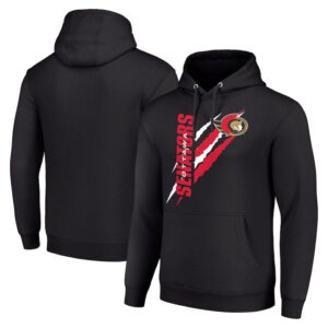 Men's Starter  Black Ottawa Senators Color Scratch Fleece Pullover Hoodie