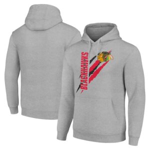 Men's Starter  Heather Gray Chicago Blackhawks Color Scratch Fleece Pullover Hoodie