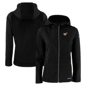 Women's Cutter & Buck  Black Washington Nationals City Connect Evoke Eco Softshell Recycled Full-Zip Hoodie Jacket