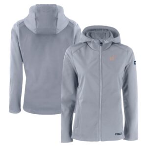 Women's Cutter & Buck  Gray Washington Nationals City Connect Evoke Eco Softshell Recycled Full-Zip Hoodie Jacket