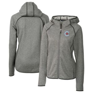 Women's Cutter & Buck  Heather Gray Chicago Cubs City Connect Mainsail Full-Zip Hooded Jacket
