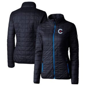 Women's Cutter & Buck  Navy Chicago Cubs City Connect Rainier PrimaLoft Eco Insulated Full-Zip Puffer Jacket