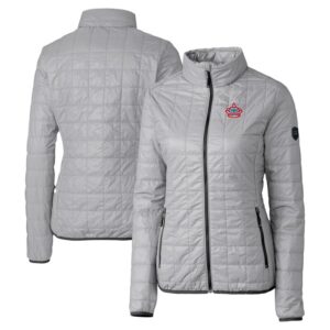 Women's Cutter & Buck  Gray Miami Marlins City Connect Rainier PrimaLoft Eco Insulated Full-Zip Puffer Jacket