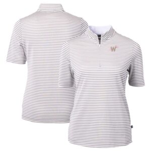 Women's Cutter & Buck Gray Washington Nationals City Connect Virtue Eco Pique Stripe Recycled Top
