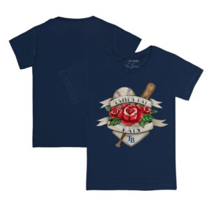 Infant Tiny Turnip Navy Tampa Bay Rays Tattoo Rose T-Shirt