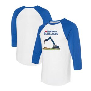Toddler Tiny Turnip White/Royal Toronto Blue Jays Excavator 3/4-Sleeve Raglan T-Shirt