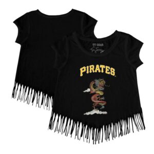 Girls Toddler Tiny Turnip Black Pittsburgh Pirates 2024 Year of the Dragon Fringe T-Shirt
