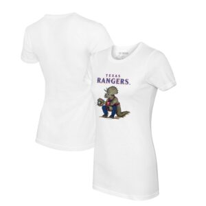 Women's Tiny Turnip White Texas Rangers Triceratops T-Shirt