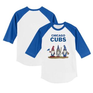 Youth Tiny Turnip White/Royal Chicago Cubs Gnomes 3/4-Sleeve Raglan T-Shirt