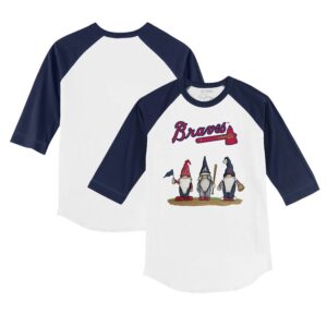 Youth Tiny Turnip White/Navy Atlanta Braves Gnomes 3/4-Sleeve Raglan T-Shirt