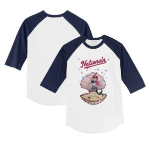 Youth Tiny Turnip White/Navy Washington Nationals Mermaid 3/4-Sleeve Raglan T-Shirt
