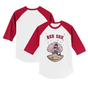 Youth Tiny Turnip White/Red Boston Red Sox Mermaid 3/4-Sleeve Raglan T-Shirt