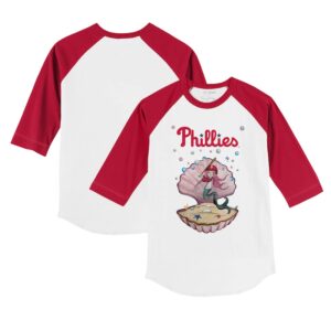 Youth Tiny Turnip White/Red Philadelphia Phillies Mermaid 3/4-Sleeve Raglan T-Shirt