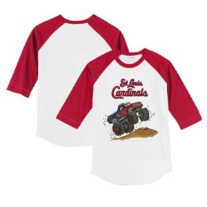 Youth Tiny Turnip White/Red St. Louis Cardinals Monster Truck 3/4-Sleeve Raglan T-Shirt