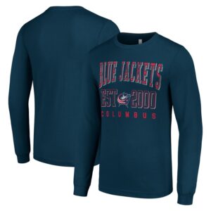 Men's Starter Navy Columbus Blue Jackets  Logo Graphic Long Sleeve T-Shirt
