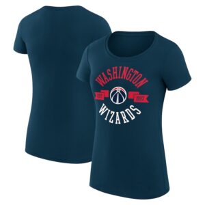 Women's G-III 4Her by Carl Banks Navy Washington Wizards Large City Logo Fitted T-Shirt