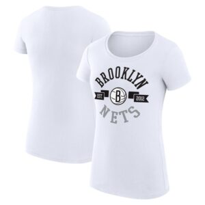 Women's G-III 4Her by Carl Banks White Brooklyn Nets Large City Logo Fitted T-Shirt