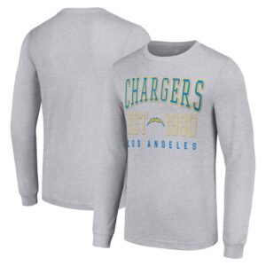 Men's Starter Heather Gray Los Angeles Chargers Throwback Logo Long Sleeve T-Shirt