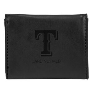 Black Texas Rangers Laser-Engraved Trifold Wallet