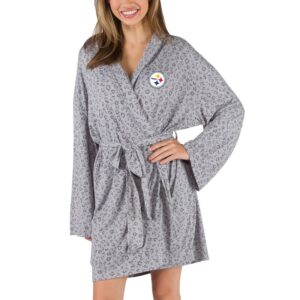 Women's Concepts Sport Gray Pittsburgh Steelers Frill Hacci Knit Robe