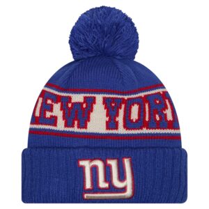 Men's New Era Royal New York Giants Retro Cuffed Knit Hat with Pom