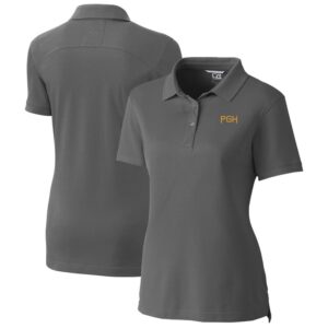 Women's Cutter & Buck Gray Pittsburgh Pirates City Connect DryTec Advantage Tri-Blend Pique Polo