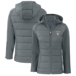 Women's Cutter & Buck Gray Texas Rangers City Connect Evoke Hybrid Eco Softshell Recycled Full-Zip Hooded Jacket
