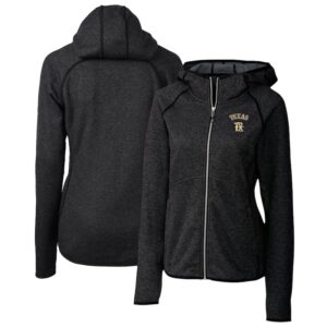 Women's Cutter & Buck Heather Charcoal Texas Rangers City Connect Mainsail Full-Zip Hooded Jacket