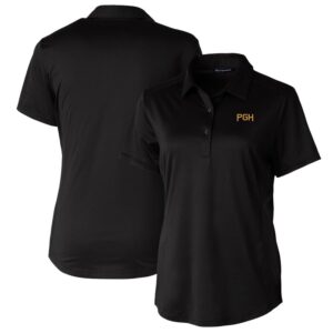 Women's Cutter & Buck Black Pittsburgh Pirates City Connect Prospect Textured Stretch Polo