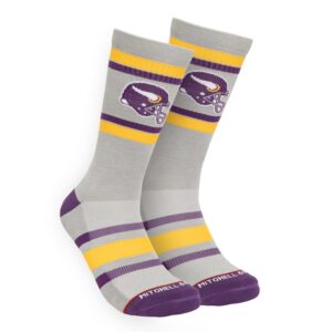 Men's Mitchell & Ness Gray Minnesota Vikings Throwback Team Stripes Crew Socks