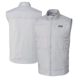 Men's Cutter & Buck  Gray Pittsburgh Pirates City Connect Stealth Hybrid Quilted Full-Zip Windbreaker Vest