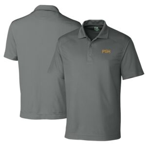 Men's Cutter & Buck Gray Pittsburgh Pirates City Connect DryTec Genre Textured Solid Polo