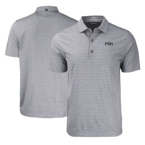 Men's Cutter & Buck Heather Black Pittsburgh Pirates City Connect Forge Eco Heather Stripe Stretch Recycled Polo