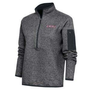 Women's Antigua Heather Charcoal Dallas Baptist Patriots Fortune Half-Zip Pullover Top