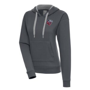 Women's Antigua Charcoal Liberty Flames Victory Pullover Hoodie