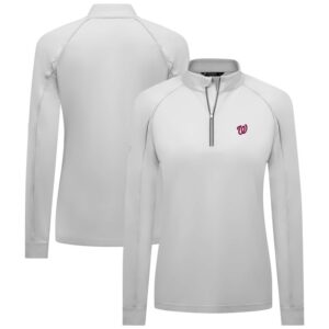 Women's Levelwear  White Washington Nationals Kinetic Insignia Quarter-Zip Pullover